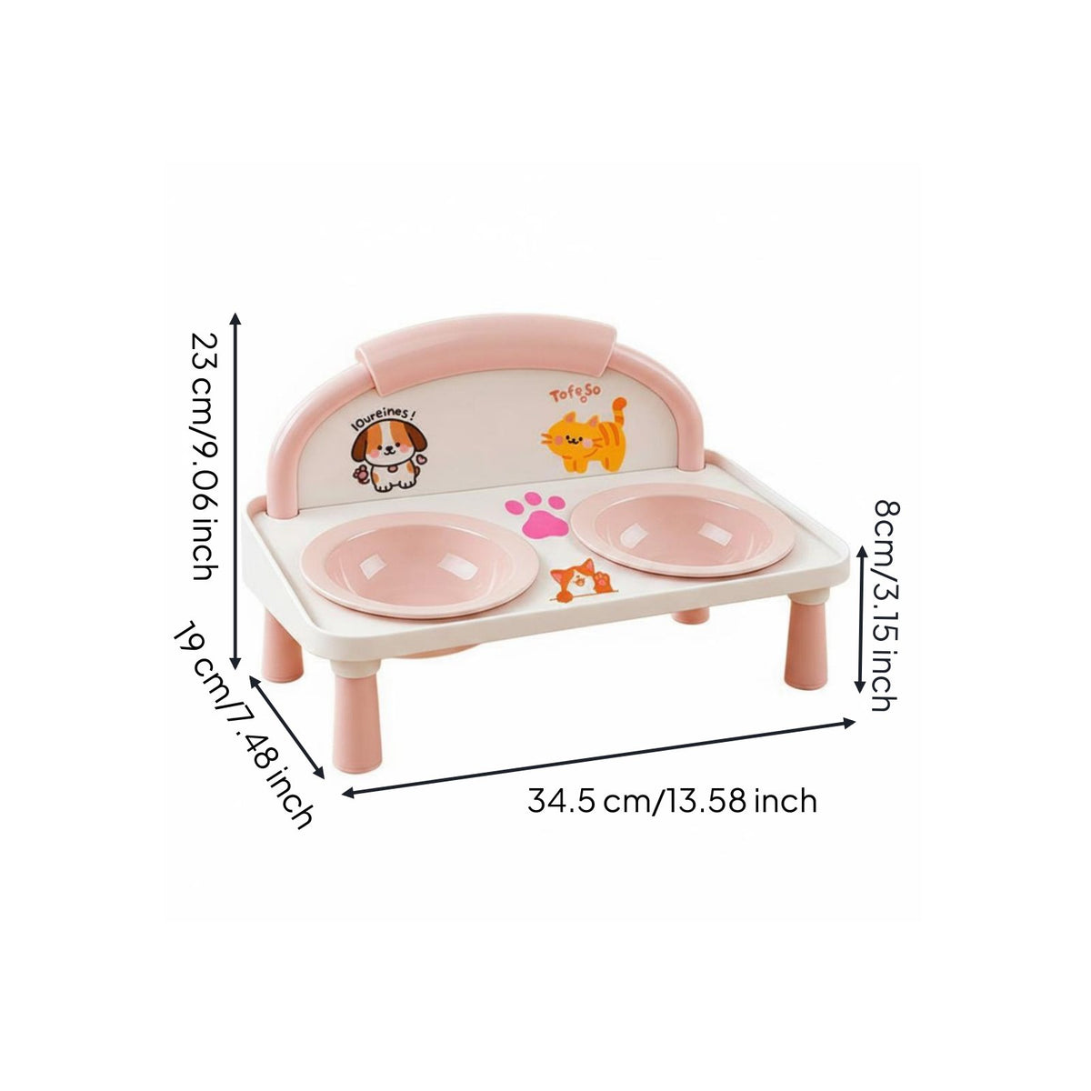 Elevated Cat Food Bowls Non-Slip Double Ceramic Pet Bowl for Small Dogs, Kittens