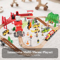 Interlocking Wooden Train Track Set Fine Motor Skills Wood Train Track Set STEM Learning Railway Playset