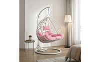 Cushioned Hanging Egg Chair with Stand Indoor Egg Chair with Stand Bedroom Furniture Cushy for Reading Nook