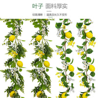 厂家批发仿真柠檬装饰藤条壁挂春季仿真绿植家居装饰人造柠檬藤条