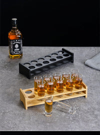 Bamboo Shot Glass Rack, Bullet Cup Holder, Modern Minimalist