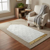 Muslim Prayer Mat Foldable Islamic Prayer Carpet Embossed Pattern for Mosque