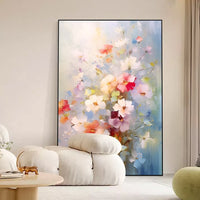客厅装饰画肌理感挂画花卉沙发后背景画高级感落地画大气玄关壁画