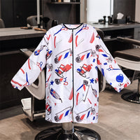 Stylist Jacket Long-Sleeve Barber Coat Printed for Hairdressers