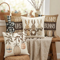 4pcs Easter Pillow Cover Festive Design Decorative Easter Egg Pillow Sham Soft & Comfortable Hare Illustration Throw Pillowcase for Homeowners, Sofa