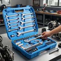 82 Pieces All in One Automotive Tool Kit Chrome-Finish Car Repair Tool Set Portable Socket Set with Ratchet Long-Lasting for Motorcyclists