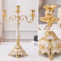 Candle Holder with Three Cups Embossed Candelabra with Arms Decorative