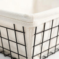 Kitchen Storage & Organisation Baskets for Shelves with Handles, Wire with Removable Textile Liner for Toys and Bathroom