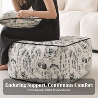 Woven Square Pouf French design Floor seat Black and cream Pattern for Parents