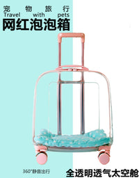 宠物用品户外轻便推车猫拉杆箱防漏猫咪便携大行李箱透明太空舱
