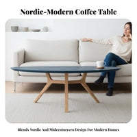 atmosphericShaped Low Table Nordic Design Irregular Shape Tripod Table Rounded borders Two-Tone for Small Space