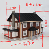 1:64 Scale Miniature Villa Model with Lighting, Frosted Finish