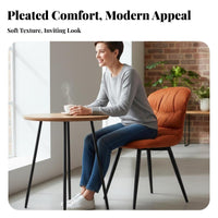 Upholstered Armless Seat Modern Design Pleated Back Side Chair Sturdy Metal Legs