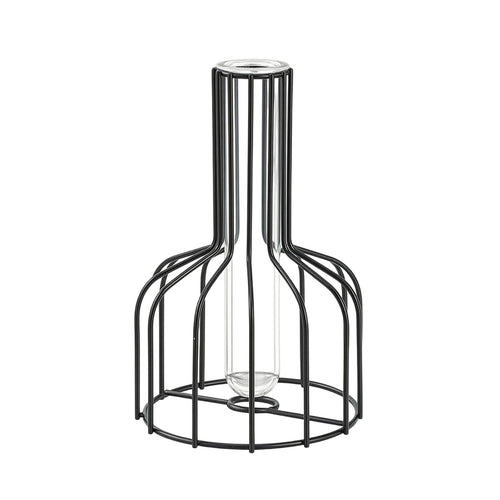 Glass Vase with Metal Frame Transparent Wire Frame Vase Clear for Dining Table