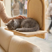 Wooden Feline Scratching Shelf Space-Saving Pet Furniture Elevated Resting Place