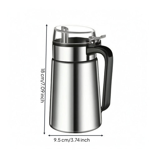 Stainless Steel Oil Pot Polished Silver Finish Flip-Top Oil Pot Easy to Clean