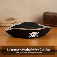 Child S Pirate Hat Gold/Silver Trim Pirate Leader Hat Costume Accessory Lightweight Themed Headwear Soft Material