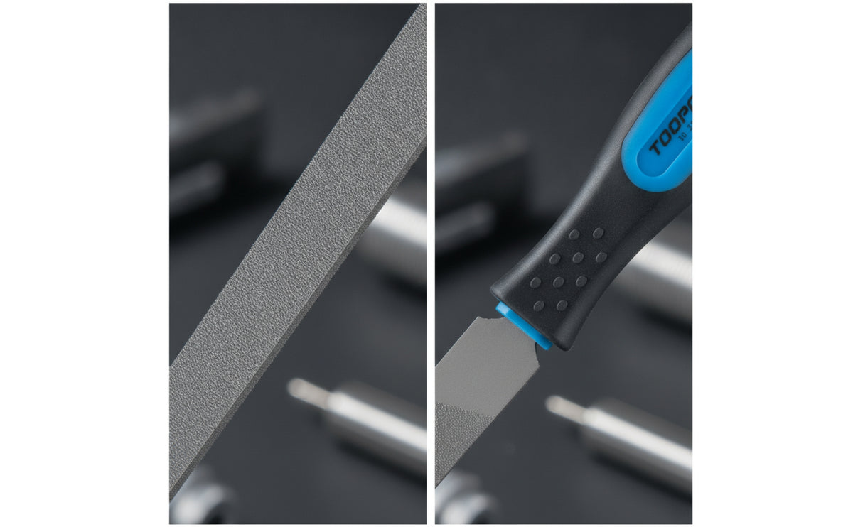 8-Inch Flat Hand File Textured Metal File with Ergonomic Handle Contoured Tool Anti-Slip for DIYers, Mechanics, Workshop, Garage, Bike Maintenance
