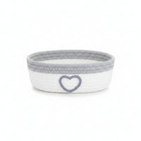 Braided Basket with Heart Woven Cotton Rope Basket Low-Profile for Bedside Table