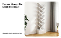 Tree-Shaped Book Rack Narrow Outline Shelving Unit Space-Saving Sturdy Construction for Apartment Dwellers, Kids, Dorm Room