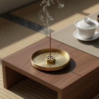 Multi-Functional 9 Hole Incense Stick Holder Detachable Design Brass Incense Plate Engraved Pattern Home Fragrance Accessory for Meditation Practitioners, Mindfulness Practice Enthusiasts, Tea Room, Spa