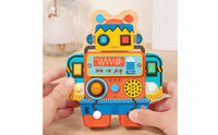 Interactive Robot Busy Board Educational Wooden Robot Toy Educational Busy Board with Switches Handheld for Toddlers, Preschoolers, Airplane, Classroom