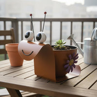Metal Planter Decorative Flower Pot Whimsical Design for Balcony