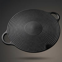 Frying Pan for Asian-style BARBECUE and Outdoor Cooking, Cast Iron Griddle Pan with Handles, Uncoated Grill for Camping Cookware