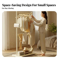 Short Garment Rack with Storage areaSaving Clothing Organizer Complimentarystanding Minimalist Design for Homeowners, Entryway