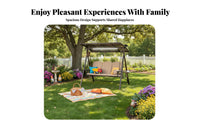 3 Seater Canopy Swing Sturdy Steel Frame 3-Seat Canopy Swing Comfortable Cushions for Families, Homeowners, Backyard, Balcony, Poolside