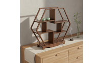 Small Desktop Tea Ware Rack Exposed Design Wooden Curio Shelf Heavy Duty