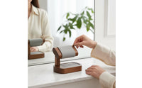 Watch Stand with Lumber-Grain baseGrain Watch Display Stand Padded Wristwatch Display Holder for Retailers, Showcase, Countertop, Dresser