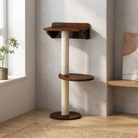 Cat Shelf and Perch Wall-Mounted Set, 5-Tier Rubber Wood Cat Furniture with Enclosed Shelter, Climbing Post for Large Indoor Cats, Solid Wood
