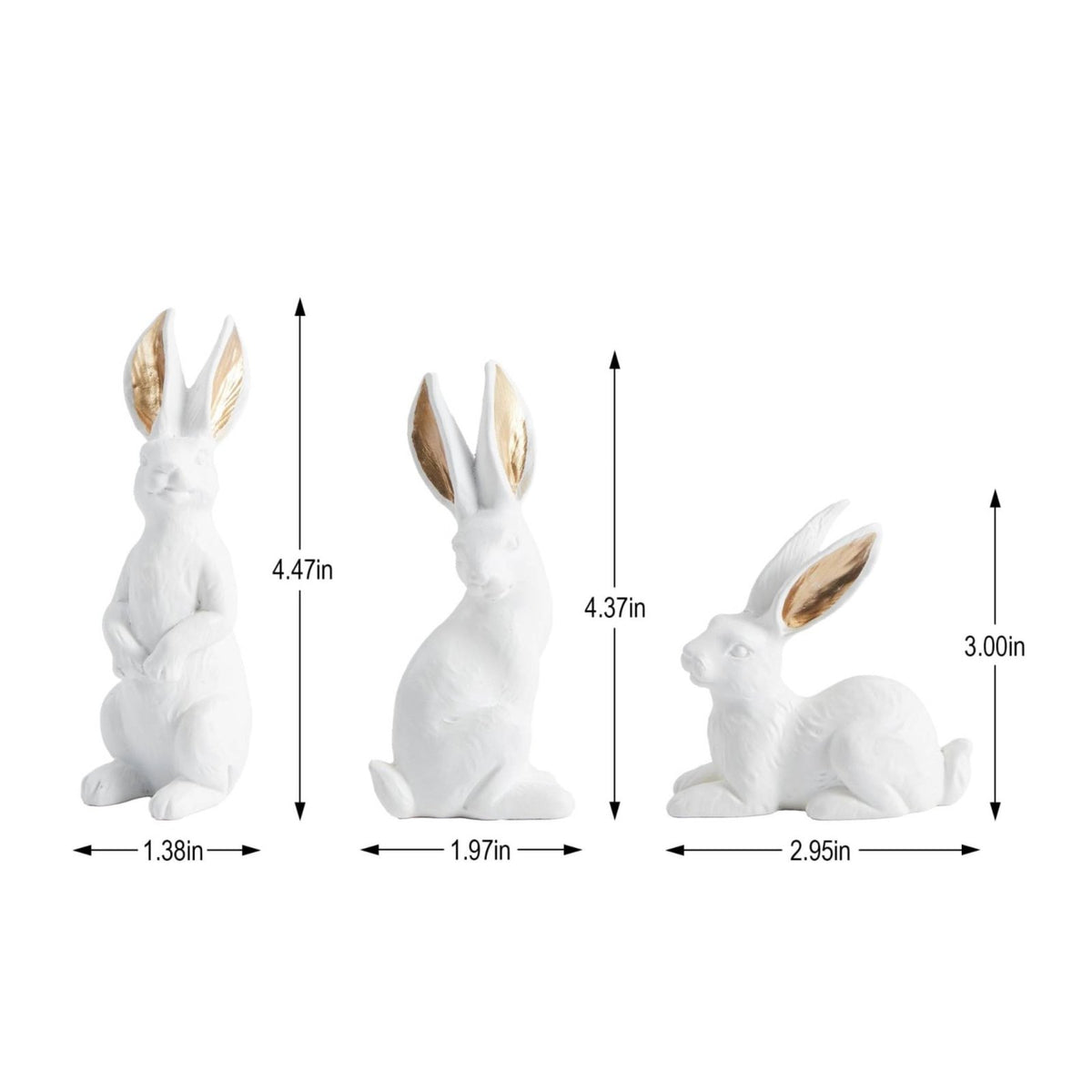 3 Pieces Easter Bunny Figurines Multiple Poses Resin Bunny Statues for Bookshelf