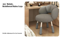 Height Adjustable Puff-Shaped Swivel Stool Ergonomic Backrest Upholstered Armless Chair Soft Upholstery Home Furniture Thickly Padded Seat for Students, Women, Adults, Dorm Room, Bedroom, Vanity Area