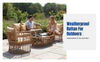 Outdoor Rattan Sofa, Garden Patio Furniture, Waterproof & Sun-Resistant, Modern Wicker Couch, Aluminum Frame