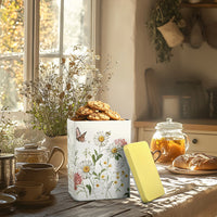 Round Tin Cookie Jar with Lid, Metal Storage Container for Baking and Candy