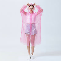 Waterproof Hooded Rain Poncho with Snap Buttons Lightweight Disposable Raincoat with Sleeves Translucent Rain Poncho with Hood One-Size for Commuting