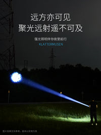 微笑鲨登山夜爬手电筒超长续航变焦远射强光超亮充电防水红光挂钩