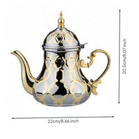 Moroccan Teapot Polished Finish Tableware Embossed Detailing