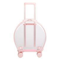 Transparent Pet Carrier with Wheels Clear Rolling Pet Carrier Portable Luggage Cats, Veterinarian Visits, Outdoor