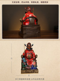 Brass Zhong Kui Statue, Taoist Deity Figure, Large Size for Study or Living Room