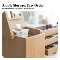 hinged-lid Dressing Table with Stool Space-Saving triple-function Makeup Desk for Teenagers