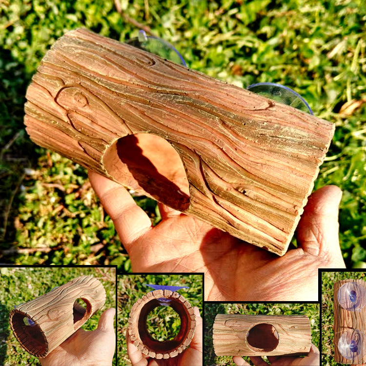 Wooden Lizard Suction Cup Resin Decoration Reptile Hide for Crested Gecko Giant Gecko