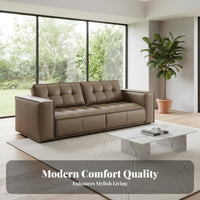 Block-Style Couch Genuine Leather Sofa Italian Design Household Furniture for Apartment Dwellers, Families, Living Room, Lounge Area, Exhibition Hall