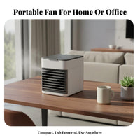 500ml Large Capacity Water Reservoir USB Powered Mini Air Cooler Quiet Operation Desktop Air Cooler Fan Adjustable Vents for Bedroom