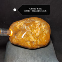 A5特价天然黄蜡石晒台小鱼缸园林观赏造景石黄喉乌龟苗发色晒背台 长11.5宽9.5高5厘米705克斜坡