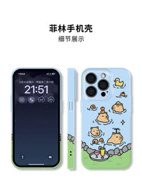 适用于iPhone16Promax夏天游泳水豚mate60华为pura70菲林手机壳软壳vivox100苹果15小米14卡皮巴拉oppo情侣12