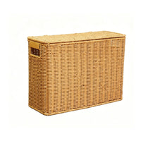 Lidded Wicker Basket Woven Texture Narrow Storage Bin Easy to Clean for Corner