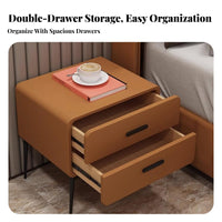 Single-Drawer End Table Cream aesthetic Nightstand Rounded Corners for Students